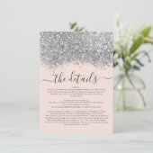Carte D'accompagnement Parties scintillant Silver Blush Confetti Détails (Debout devant)