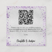Carte D'accompagnement Parties scintillant violet argenté Code QR mariage (Devant)