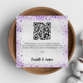 Carte D'accompagnement Parties scintillant violet argenté Code QR mariage