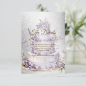 Carte D'accompagnement Party Cake Lavender Floral Élégant mariage (Debout devant)