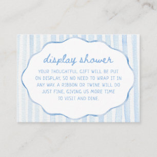 Carte D'accompagnement Parure de douche à rayures aquarelles bleues
