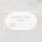 Carte D'accompagnement Parure dorée devine combien de baisers jeu de mari (Devant)