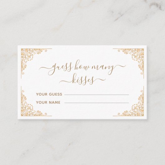 Carte D'accompagnement Parure dorée devine combien de baisers jeu de mari (Devant)
