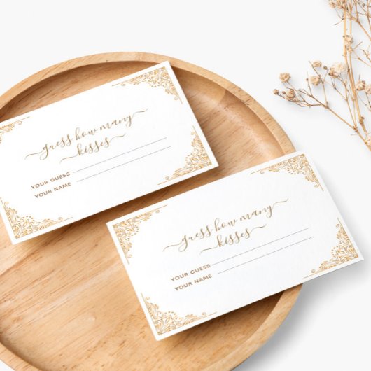 Carte D'accompagnement Parure dorée devine combien de baisers jeu de mari