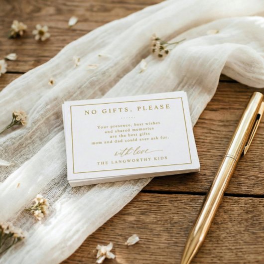 Carte D'accompagnement Pas de Cadeaux S'il Vous Plaît Élégante Fête d'Ann