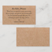 Carte D'accompagnement pas de cadeaux s'il vous plaît, note sur les cadea (Devant / Derrière)