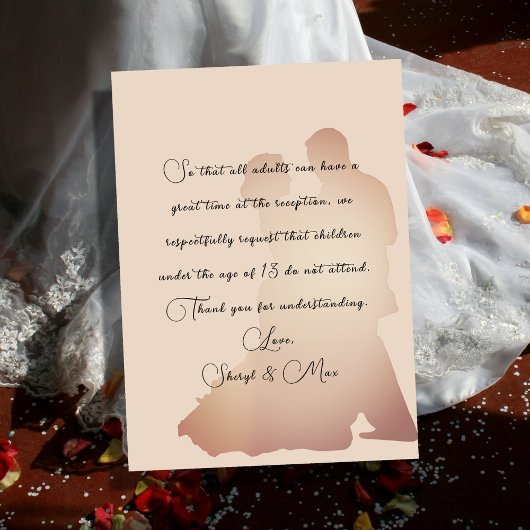 Carte D'accompagnement Pas d'enfants au Mariage Dancing Couple Enclôture