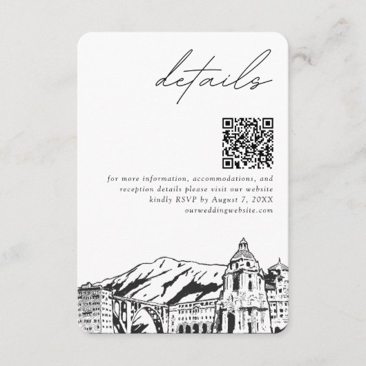 Carte D'accompagnement Pasadena Mariage Petits détails Code QR (Devant)