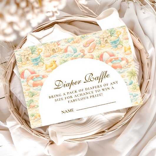 Carte D'accompagnement Pastel Beach Animals  Diapper Raffle