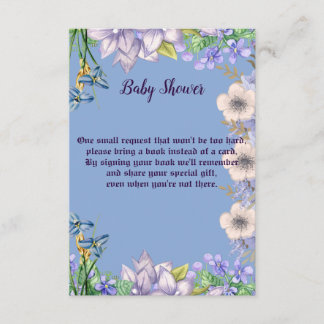 Carte D'accompagnement Pastel bleu mauve doux fleurs Baby shower Floral