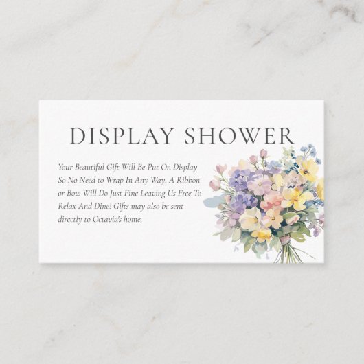 CARTE D'ACCOMPAGNEMENT PASTEL BLOOMING FLEURS SAUVAGES AFFICHER DOUCHE (Devant)