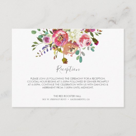 Carte D'accompagnement Pastel Blooms Imaginaire Floral Mariage Réception (Devant)