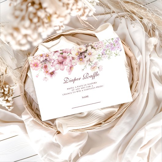 Carte D'accompagnement Pastel Blossom Baby Shower Diapper Raffle