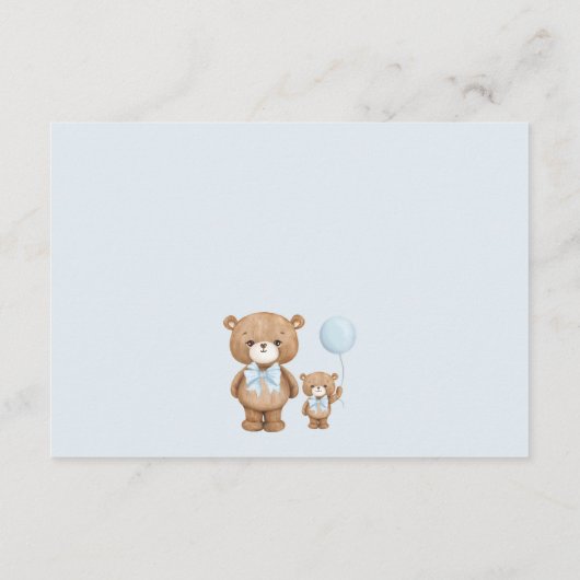 Carte D'accompagnement Pastel Blue Brown Teddy Bear Diaper Raffin (Dos)
