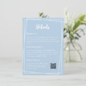 Carte D'accompagnement Pastel Blue Elegant QR Code Détails du Mariage (Debout devant)