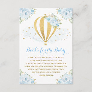 Carte D'accompagnement Pastel Blue Floral Hot Air Balloon Livres pour béb