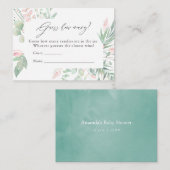 Carte D'accompagnement Pastel Blush Greenery Baby shower Bonbons Devinant (Devant / Derrière)