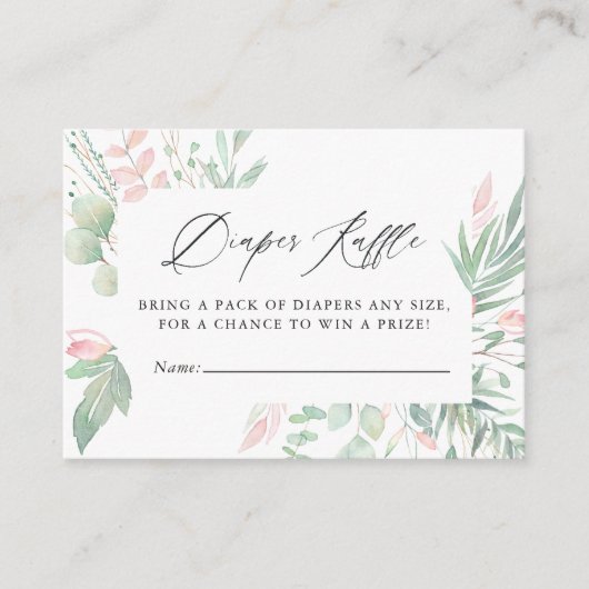 Carte D'accompagnement Pastel Blush Greenery Baby shower Déchets Raffle (Devant)