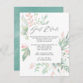 Carte D'accompagnement Pastel Blush Greenery Mariage Détails du client (Devant / Derrière)