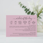 Carte D'accompagnement Pastel Blush Pink Wedding Details Order Of The Day (Debout devant)