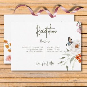 Carte D'accompagnement Pastel & Burgundy Blooms Réception Florale Moderne