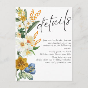 Carte D'accompagnement Pastel couleurs Spring Garden Fleur sauvage mariag