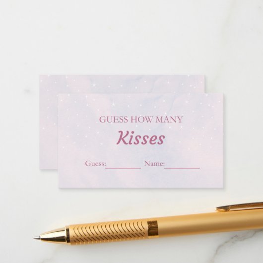 Carte D'accompagnement Pastel Dreamy Devinez Combien De Baisers Jeu Nupti (Devant/Arrière en situation)