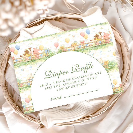 Carte D'accompagnement Pastel Farm Animals Garden Diapper Raffle