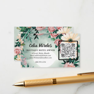 Carte D'accompagnement Pastel Flower Élégance Sage Vert Floral Rose