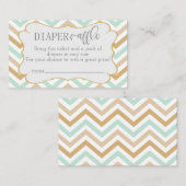 Carte D'accompagnement Pastel Gold et Green Zig Zag Baby Diaper Raffle (Devant / Derrière)