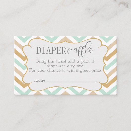 Carte D'accompagnement Pastel Gold et Green Zig Zag Baby Diaper Raffle (Devant)