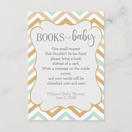 Carte D'accompagnement Pastel Gold et Green Zig Zag Neutral Baby Books (Devant)