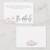 Carte D'accompagnement Pastel Magnolia Butterfly Script Détails du Mariag (Devant / Derrière)