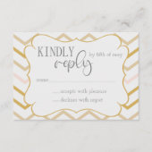 Carte D'accompagnement Pastel Peach et Gold Zig Zag RSVP (Devant)