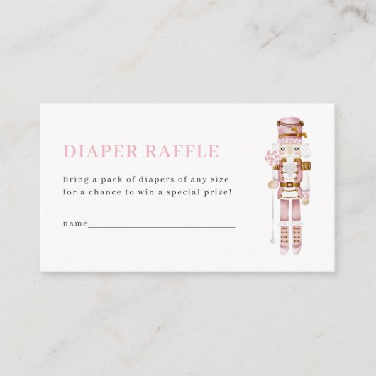 Carte D'accompagnement Pastel Pink Nutcracker Diaper Raffle Card (Devant)