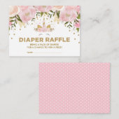 Carte D'accompagnement Pastel rose floral Unicorne fille couche bébé Raff (Devant / Derrière)