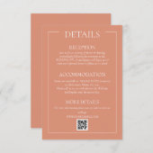 Carte D'accompagnement Pastel Terracotta Formel Détails du Mariage (Devant / Derrière)