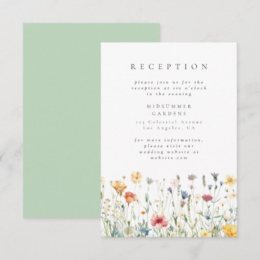 Carte D'accompagnement Pastel Wildflower Wedding Reception Enclosure Card (Devant / Derrière)