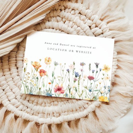 Carte D'accompagnement Pastel Wildflower Wedding Registry Enclosure