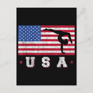 Carte D'accompagnement Patriotic Sports Gift American USA Flag Girls Gymn