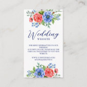 Carte D'accompagnement Patriotique Floral Rouge Bleu Bleu Mariage QR code (Devant)