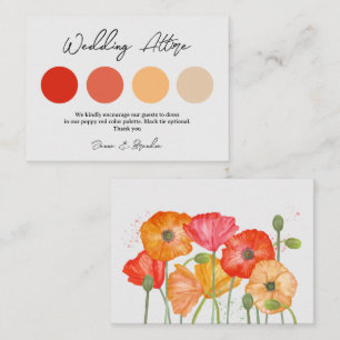 Carte D'accompagnement Pavot Rouge Mariage Atteint 4 palette de couleurs