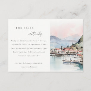 Carte D'accompagnement Paysage aquarelle de mariage à Kauai Hawaii détail