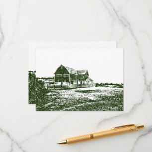 Carte D'accompagnement Paysage rural maison de ferme de style coupe