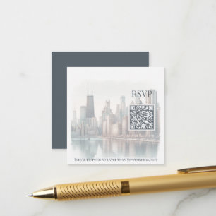 Carte D'accompagnement Paysage urbain au bord de l'eau QR Code Mariage à