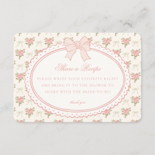 Carte D'accompagnement Peach Beige Vintage Fancy Floral Share Recipe (Devant)
