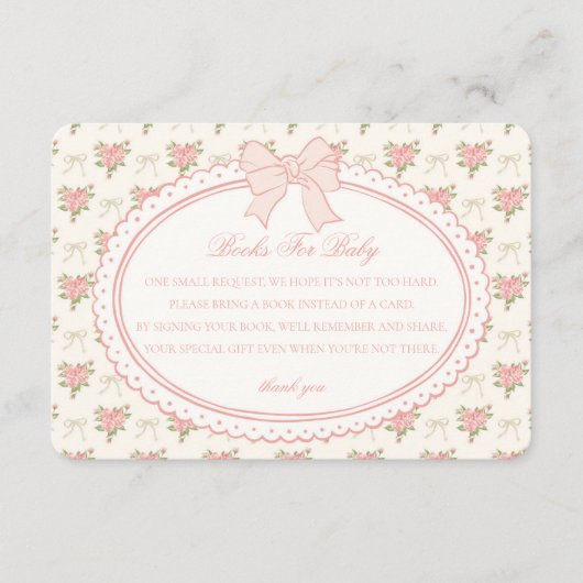 Carte D'accompagnement Peach Beige Vintage Floral Books for Baby Insert (Devant)