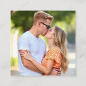 Carte D'accompagnement Peach calligraphy QR code RSVP photo mariage de au (Dos)