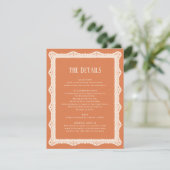 Carte D'accompagnement Peach Lace Details Reception Information Wedding  (Debout devant)