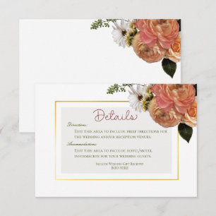 Carte D'accompagnement Peach Mimosa Blooms Floral Mariage Détails